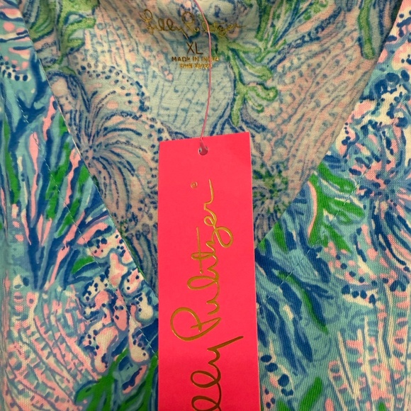 LILLY PULITZER KAWAI FLUTTER SLEEVE SWING DRESS LAS OLAS AQUA STRONG CURRENT SEA - Picture 3 of 5